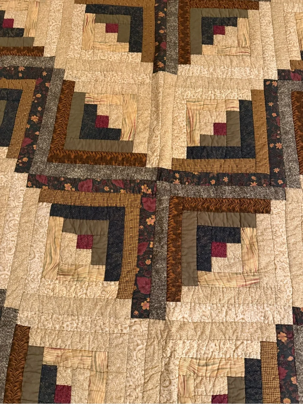 Donna Sharp Rustic Patchwork Log Cabon Quilt Bedspread 2 shams
